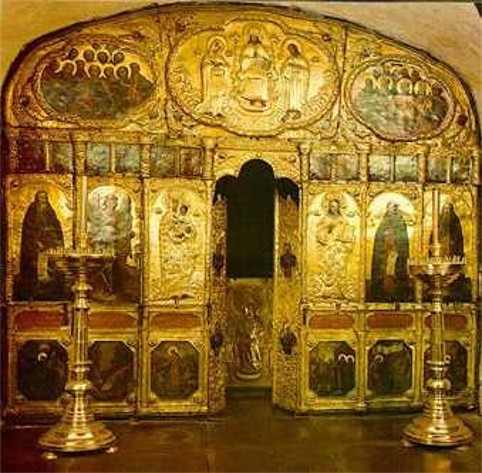 Image -- Iconostsis of the underground Church of Saint Thedosius in the Far Caves of the Kyivan Cave Monastery.