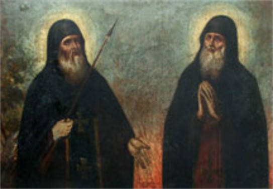 Image -- Icon of monks Theodore and Basil described in the Kyivan Cave Patericon.