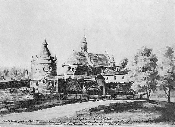 Image -- Napoleon Orda's depiction of the Letychiv castle (19th century).