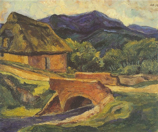 Image - Myron Levytsky: Landscape with Bridge (1938).