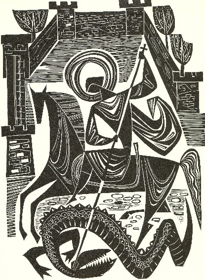 Image - Myron Levytsky: Saint George (engraving) (1976).