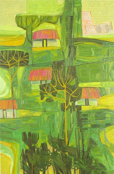 Image -- Myron Levytsky: Village in Yucatan (1973).