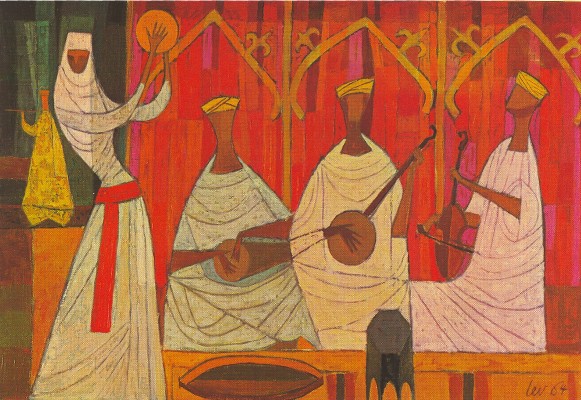 Image -- Myron Levytsky: Moroccan Musicians (1964).