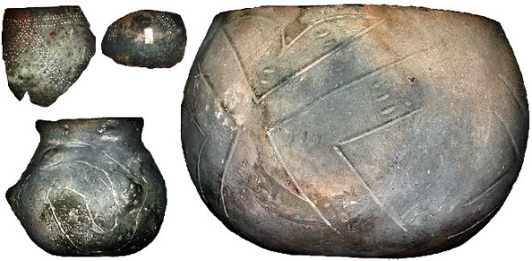 Image - Linear Spiral-Meander Pottery artefacts.