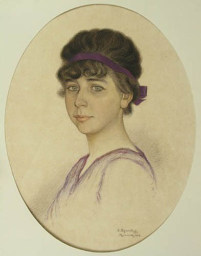 Image - Yevsevii Lipetsky: A Girl in Purple (1919).