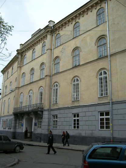 Image -- The former People's Home in Lviv (today: District Officers' Building).