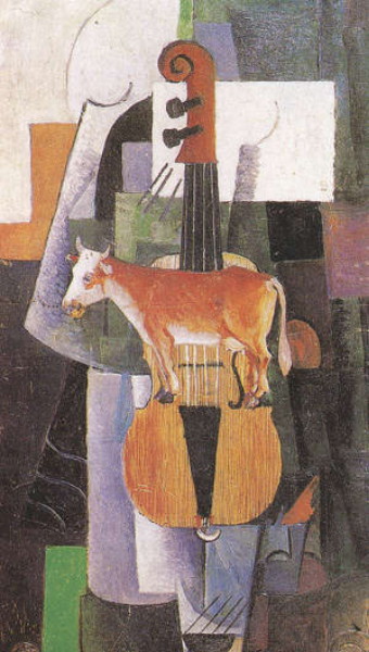 Image - Kazimir Malevich: A Cow and a Violin (1913).