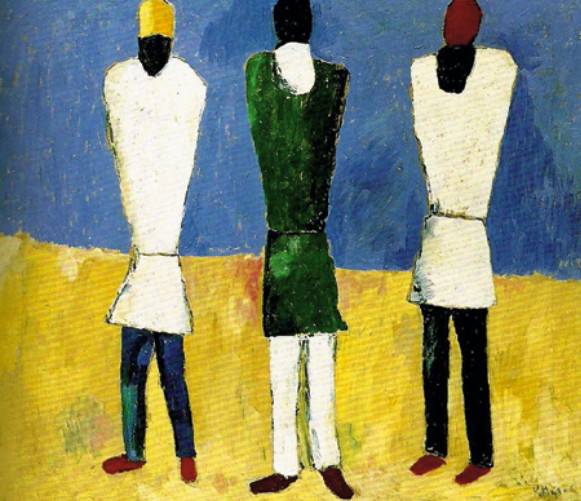 Image - Kazimir Malevich: Three Peasant Figures (1930s). 