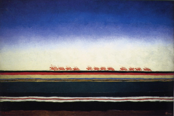 Image -- Kazimir Malevich: Red Cavalry (ca 1932).