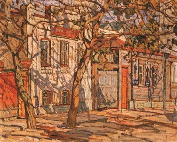 Image -- Abram Manevich: A Street in a Provincial Town (1910s).