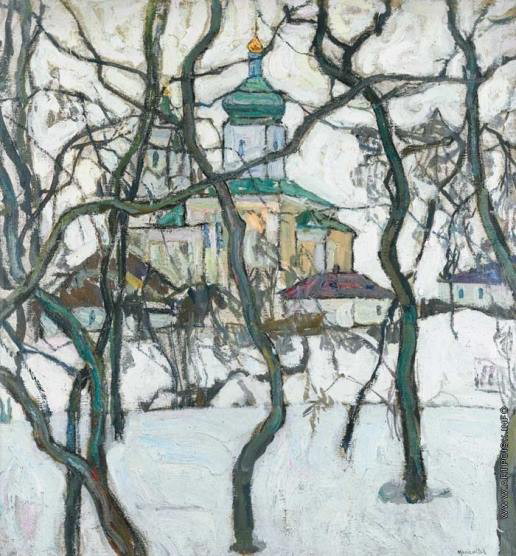 Image - Abram Manevich: Winter Landscape with Church.