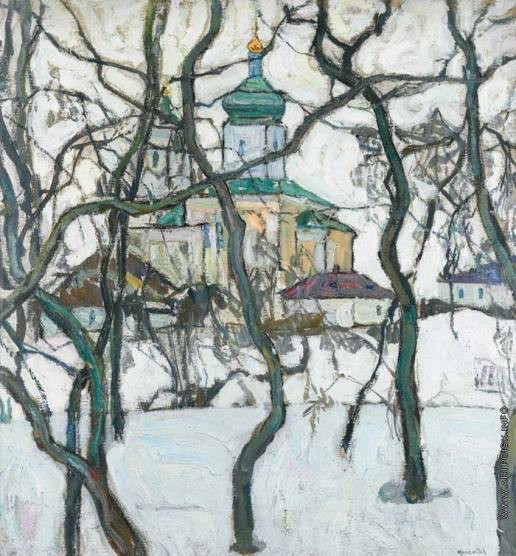 Image -- Abram Manevich: Winter Landscape with Church.