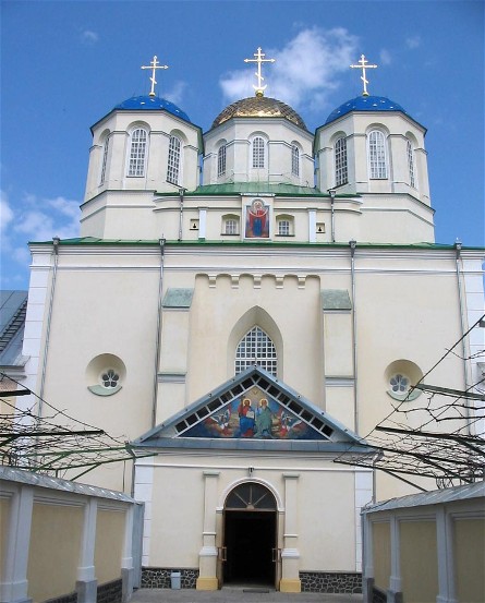 Image -- The Holy Trinity Church within the fortified monastery in Mezhyrich, Rivne oblast.