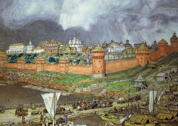 Image -- Moscow Kremlin during the Rule of Ivan III (by Viktor Vasentsov).