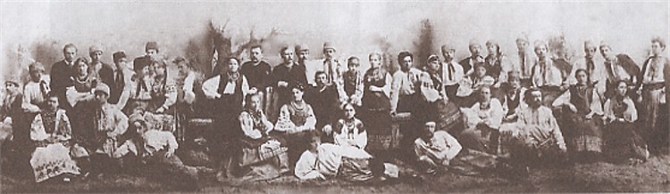 Image -- Mykola Lysenko's choir (10 April 1888). In the centre: Marko Kropyvnytsky, Mykola Lysenko, and Mykola Sadovsky.