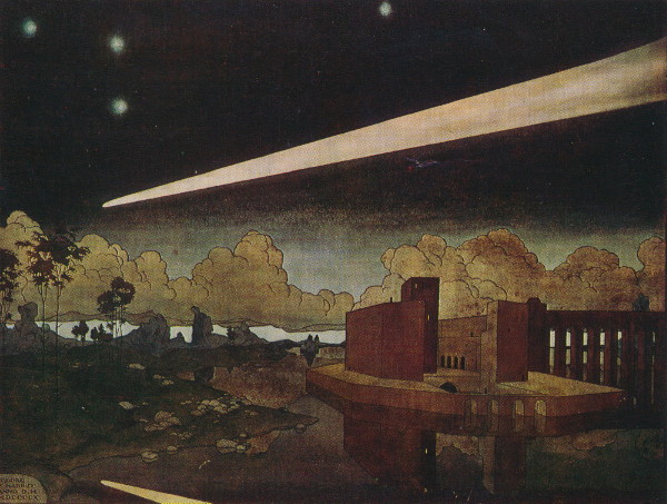 Image -- Heorhii Narbut: The Comet (1910).