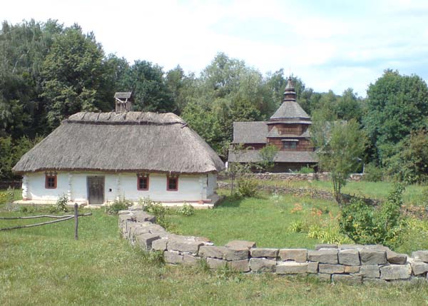 Image - The National Museum of Folk Architecture and Folkways of Ukraine (Kyiv): a house and church from the Podilia region.