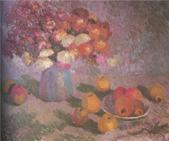 Image - Mykola Nedilko: Flowers and Apples (1947).