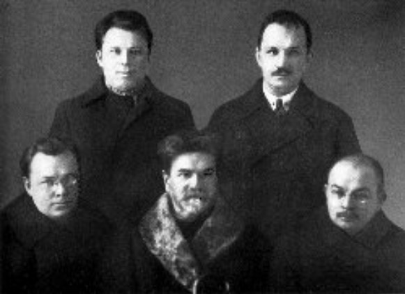 Image - The Neoclassicists: sitting (f-l): Mykola Zerov, Mykhailo Mohyliansky, Viktor Petrov; standing (l-r): Mykhailo Drai-Khmara, Pavlo Fylypovych. 