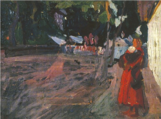 Image -- Oleksa Novakivsky: A Woman on a Street (1899).