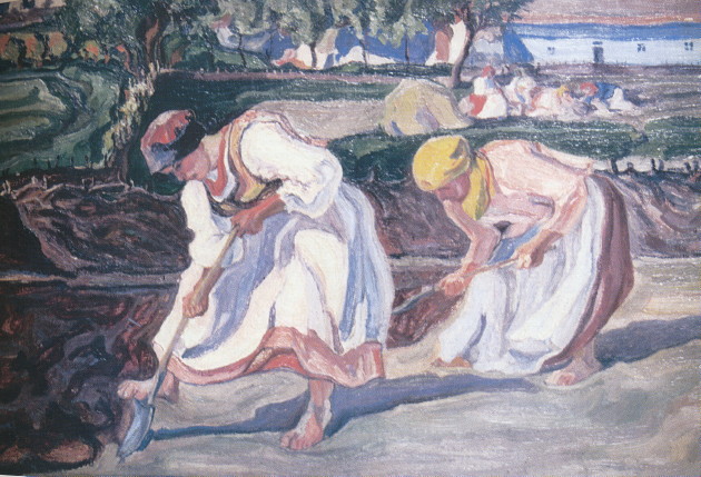 Image -- Oleksa Novakivsky: Work in Vegetable Garden (1920).