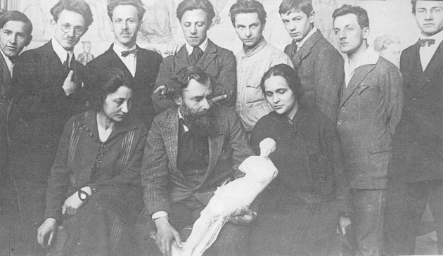 Image -- Oleksa Novakivsky with Novakivsky Art School students.