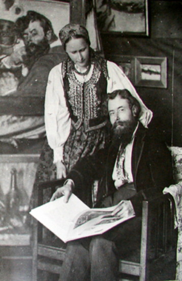 Image -- Oleksa Novakivsky with his wife Anna-Maria Palmovska (Lviv, 1910s).