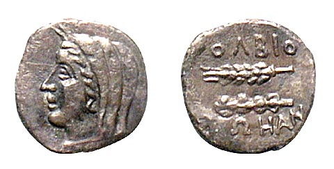 Image -- A drakhma coin (3th century BC) found at Olbia (in the Odesa Odesa Archeological Museum).