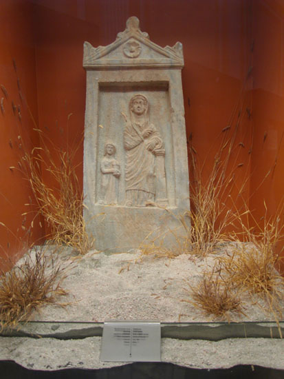 Image -- A funeral stela from Olbia at the Odesa Archeological Museum.