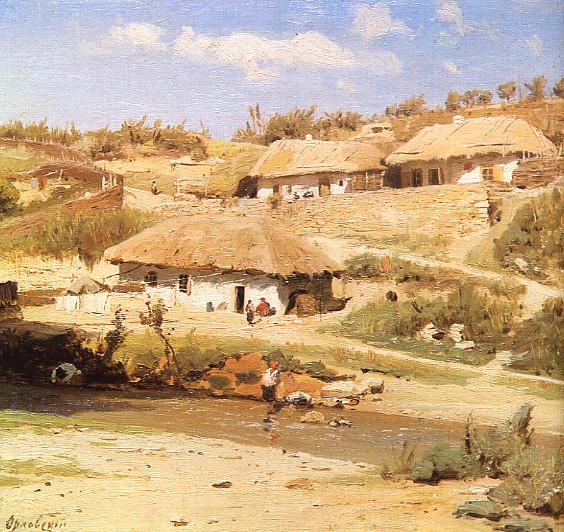 Image - Volodymyr Orlovsky: Peasant Houses on a Summer Day.