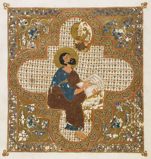 Image - Ostromir Gospel (1056-57): An illumination of Saint Mark the Evangelist. 
