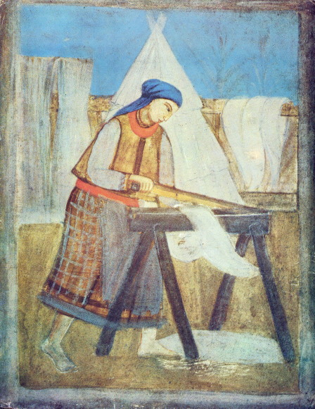 Image -- Oksana Pavlenko: Scutching Hemp (1920).