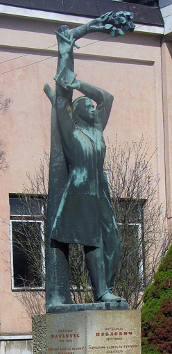 Image -- Oleksander Pavlovych monument in Svydnyk, Slovakia.