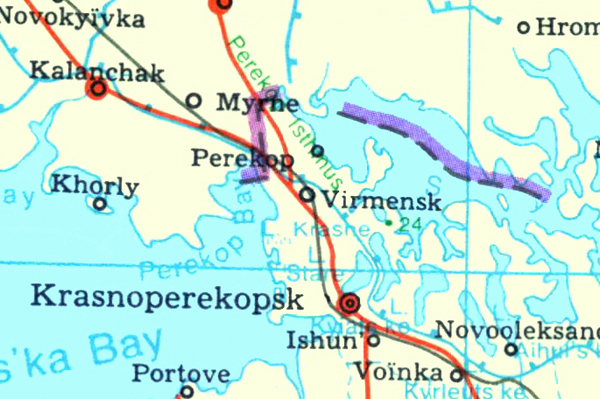 Image -- Map of Perekop Isthmus (with Perekop Lakes)