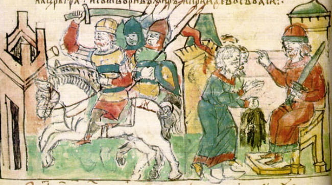 Image - Prince Ihor in 945 on an illumination in the Radziwill Manuscript.