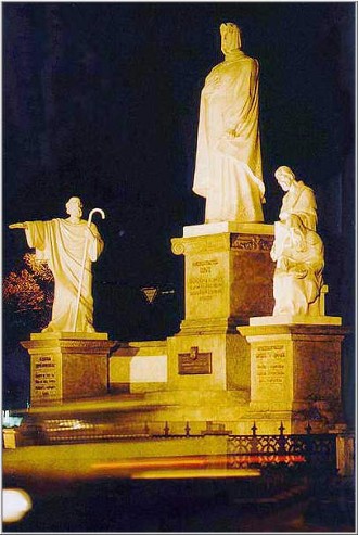 Image -- Monument of Princess Olha with Saint Andrew and SS Cyril and Methodius in Kyiv.