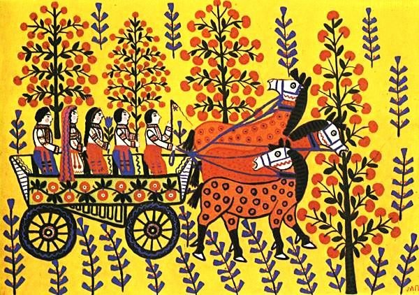 Image -- Mariia Pryimachenko: Wedding (1961).