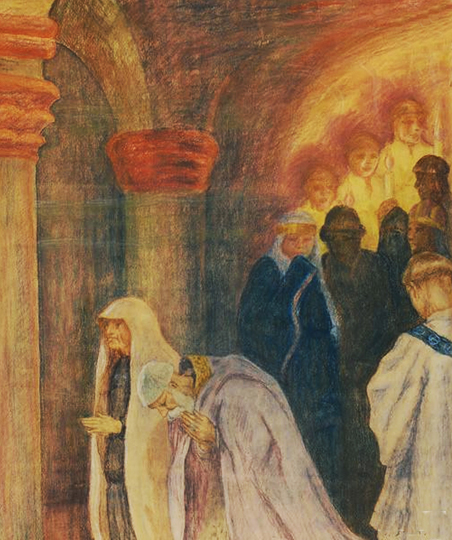 Image - Yaroslav Pstrak: In Church (1913).