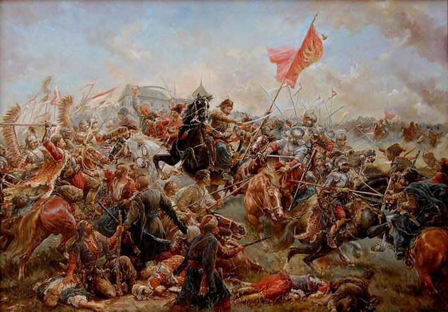 Image -- The Battle of Pyliavtsi (paining by M. Dobriansky).