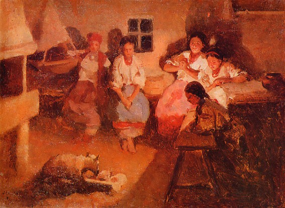 Image -- Mykola Pymonenko: Girls Fortune-telling (1894).