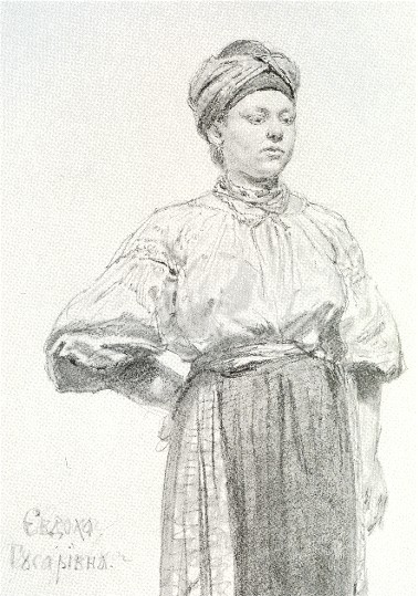 Image -- Ilia Repin: Sketch of Yevdokia Husar (1881).