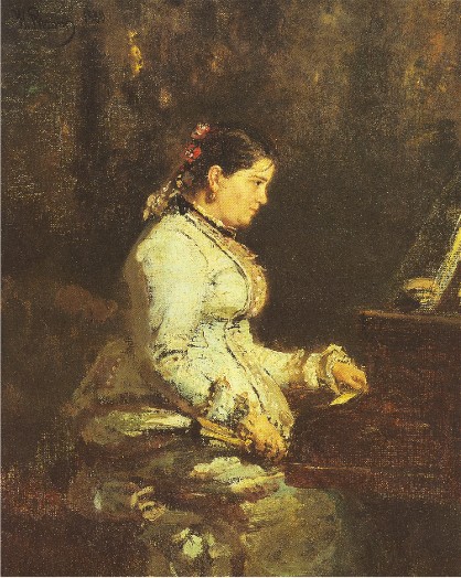 Image -- Ilia Repin: Portrait of Sofia Tarnovska (1880).