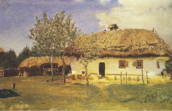 Image -- Ilia Repin: A Ukrainian Peasant House (1880).