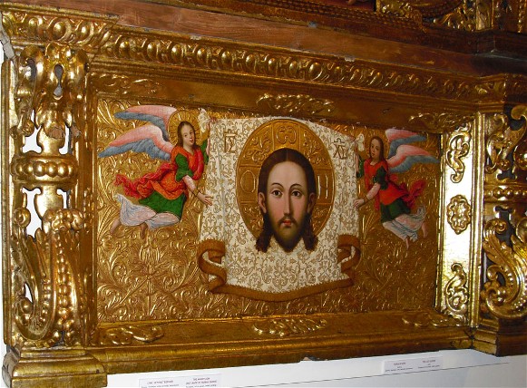 Image -- Ivan Rutkovych: icon Savior nerukotvornyi (Saviour Not-Made-By-Hands) from the Zhovkva iconostasis (ca. 1697-99).