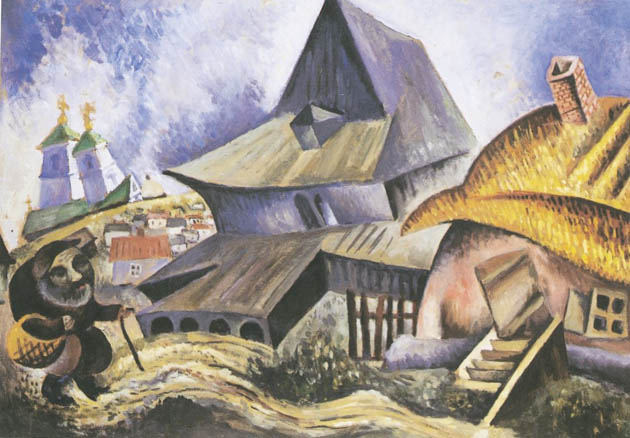 Image -- Issachar Ber Ryback: My Village (1923).