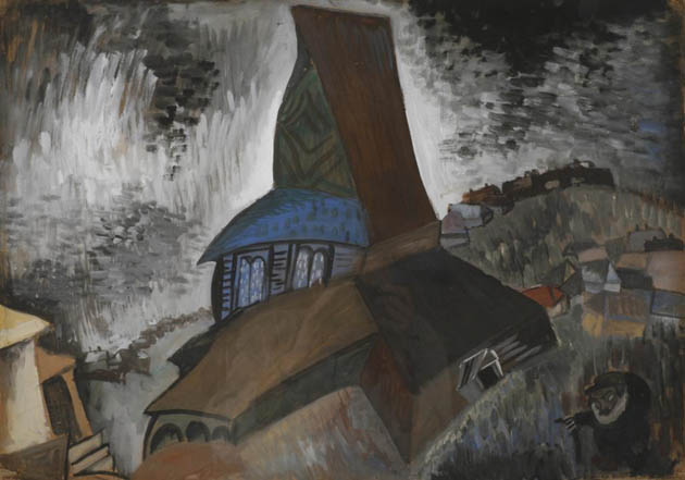 Image -- Issachar Ber Ryback: An Old Synagogue (1917).