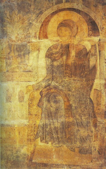 Image -- Saint Michael's Golden-Domed Monastery: The Annunciation fresco (fragment) (12th century).
