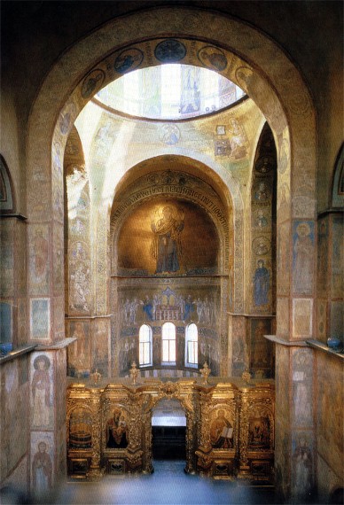 Image - Saint Sophia Cathedral in Kyiv: interior with the view of the Orante mosaic. 