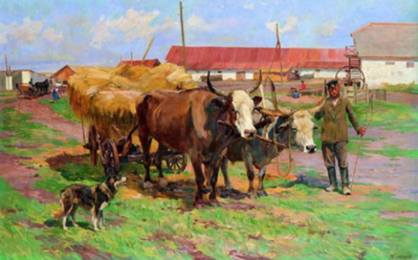 Image - Mykola Samokysh: A Cart with Oxen.