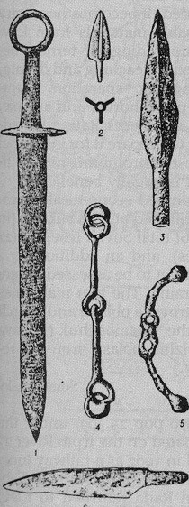 Image -- Sarmatian iron weapons and bridle piece.